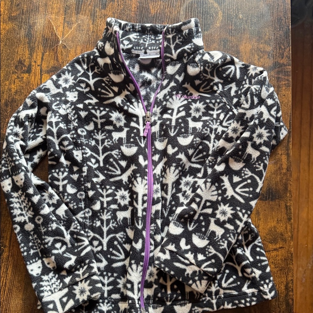 Columbia Black and White Fleece with Purple Accent